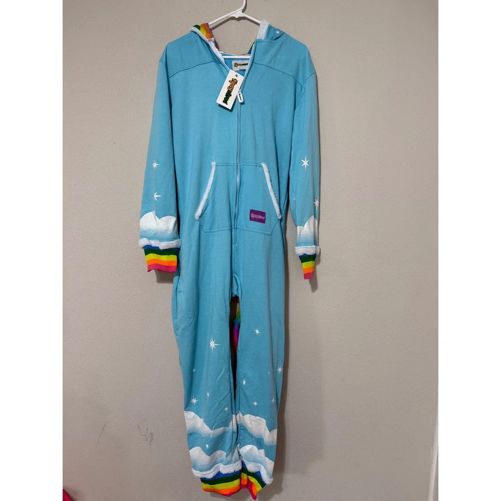 NWT Tipsy Elves Rainbow Unicorn One Piece Small Unisex Hoodie Pockets *READ* - Picture 1 of 7